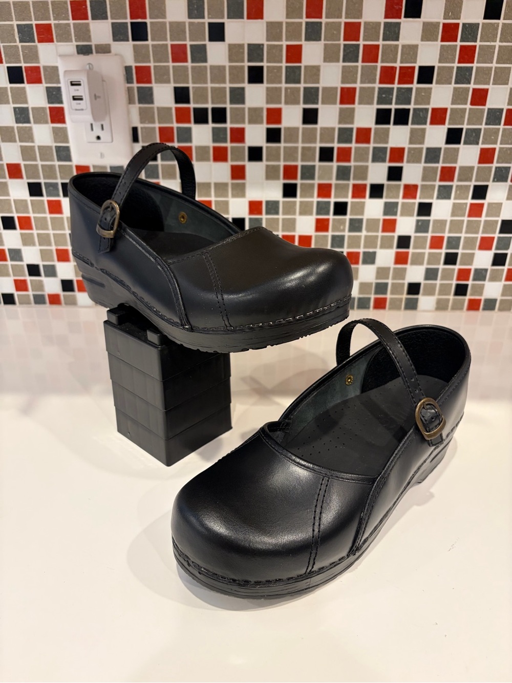 Sanita Black Leather Mary-Jane Clog - 41 EU (9.5-10 US) - NWOB